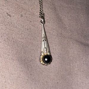 Silver chain necklace with real pearl